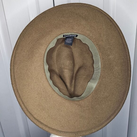 Steve Madden Wool Felt Winter Hat Metal Chain Cowboy Fedora Wide Brim Western - Picture 5 of 5